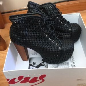 Jeffrey Campbell Black Lita Woven size 9